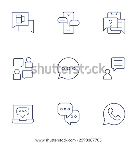 Chat icons set. Thin Line style, editable stroke. chatting, chat bubble, chat, support, user, whatsapp.