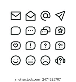 Conjunto de iconos de chat. Conjunto de iconos aislados de la interfaz de usuario con trazo editable