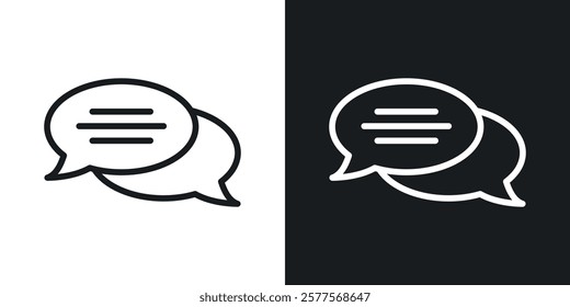 Chat icons in thin black and white stroke liner style
