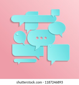 Chat Icons in trendy style isolated on pink background. Cut paper