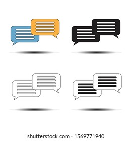 Chat icons in various shapes and colors. Gold color; light blue and black. Eps10 vector