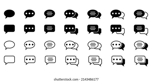 Chat icons vector isolated element. Set of talk bubble speech signs. Blank bubbles vector icons. Message vector icons.