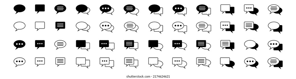 Chat icons vector isolated element. Set of talk bubble speech signs. Blank bubbles vector icons. Message vector icons.