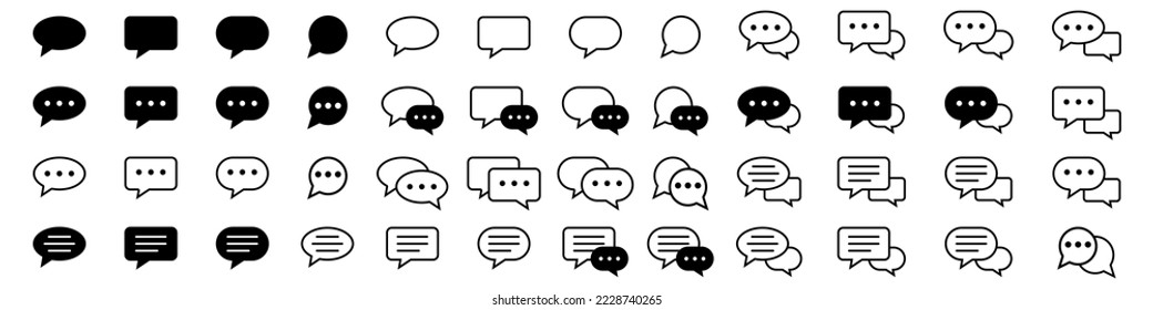 Chat icons vector isolated element. Set of talk bubble speech signs. Blank bubbles vector icons. Message vector icons.