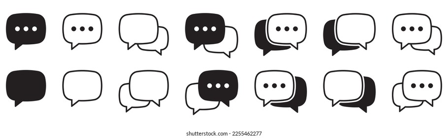 Chat icons vector isolated element. Set of talk bubble speech signs. Blank bubbles vector icons. Message vector icons.
