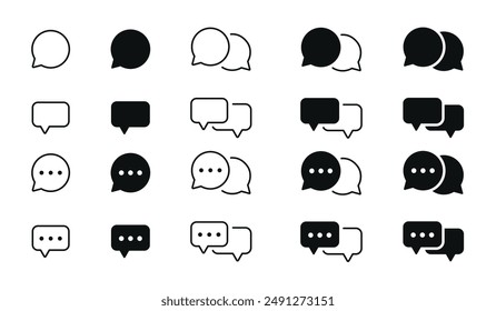 Chat-Icons Vektorgrafik isoliertes Element. Satz Sprechblasen-Sprechzeichen. Leere Blasen Vektor-Symbole. Meldungsvektorsymbole.