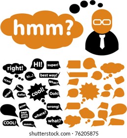 chat & idea bubbles, icons, signs, vector illustrations