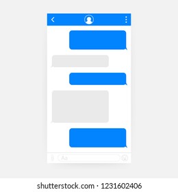 Chat Interface Application With Dialogue Window. Clean Mobile UI Design Concept. Sms Messenger. Vector Stock Illustration.