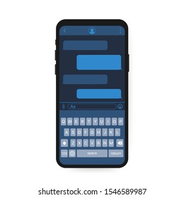 Chat Interface Application with Dialogue window. Clean Mobile UI Design Concept. Sms Messenger. Vector stock illustration.