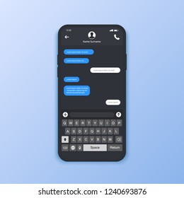 Chat interface. Sms messages. Speech bubbles. Short message service bubbles. Flat interface Vector illustration.