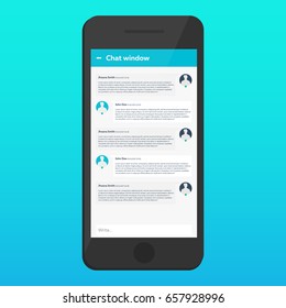 Chat interface. Sms messenger. UI, UX Material design Vector illustration