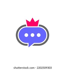 Chat King Logo Design Template. Crown Chat logo concept vector. Creative Icon Symbol