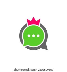 Chat King Logo Design Template. Crown Chat logo concept vector. Creative Icon Symbol