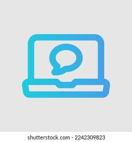 Icono del portátil de chat en estilo degradado, uso para presentación de aplicaciones móviles del sitio web