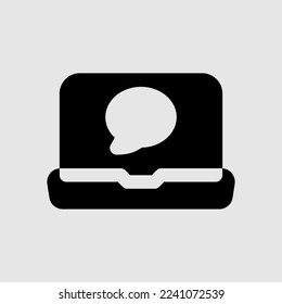 Chat laptop icon in solid style, use for website mobile app presentation