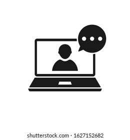 chat laptop vector icon simple design