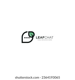 chat and leaf negative space logo design