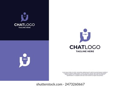 Chat with letter U logo design