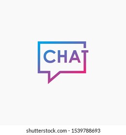 
chat lettering with bubble concept logo design. talk, speak, logo template. Chat vector logotype design template.  -vector