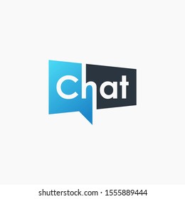 chat lettering with bubble concept logo design. talk, speak, logo template. Chat vector logotype design template.  -vector