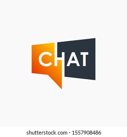 chat lettering with bubble concept logo design. talk, speak, logo template. Chat vector logotype design template.  -vector
