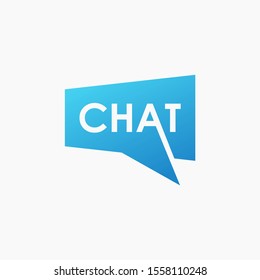 chat lettering with bubble concept logo design. talk, speak, logo template. Chat vector logotype design template.  -vector