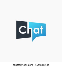 chat lettering with bubble concept logo design. talk, speak, logo template. Chat vector logotype design template.  -vector