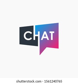 chat lettering with bubble concept logo design. talk, speak, logo template. Chat vector logotype design template.  -vector