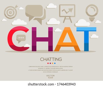 (Chat), letters and icons. Vector illustration.