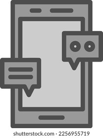 Chat Line Filled Greyscale Vector Icon Design