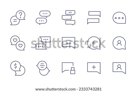 Chat line icon collection. Editable stroke. Vector illustration. Containing question, communication, speech bubble, chats, comment, chat, comment line, comment plus, chat bubble user, chat box.