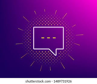 Chat line icon. Halftone pattern. Speech bubble sign. Communication or Comment symbol. Gradient background. Blog line icon. Yellow halftone pattern. Vector