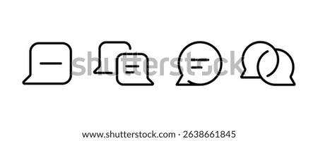 Chat line icon set. Message, conversation, speech bubble, dialogue, messenger, live chat, support, text message, chat app, social communication, mobile UI vector. Thin PNG and transparent icon pack.