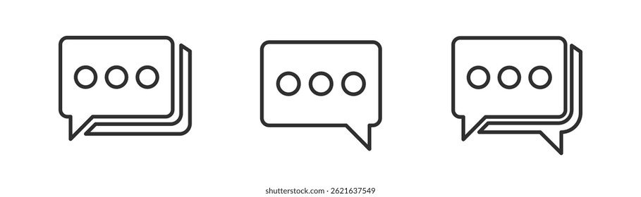 Ícone da linha de bate- papo. Engajamento social com balão de fala. Comentário, bate-papo, diálogo, comunicação. Largura de linha editável