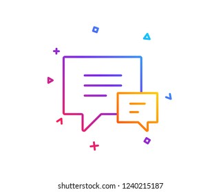 Chat line icon. Speech bubble sign. Communication or Comment symbol. Gradient line button. Comment icon design. Colorful geometric shapes. Vector