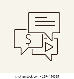 Chat line icon. Speech bubbles, communication, conversation. Discussion concept. Can be used for topics like feedback, group chat, messaging