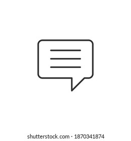 Chat Linear Icon. Chat Speach Bubble, Square Message Sign. Stock Vector Illustration Isolated On White Background.