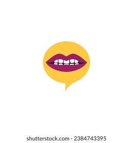 chat lips logo template illustration design vector
