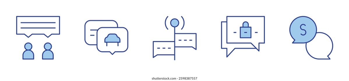 chat, live chat, dialogue. Chat Icon vector illustration. Line Duotone style. Editable stroke.