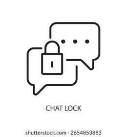 Ícones de vetor de linha fina de bloqueio de chat.