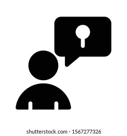 chat lock vector glyph flat icon 