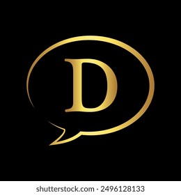 Chat Logo combine with letter D vector template