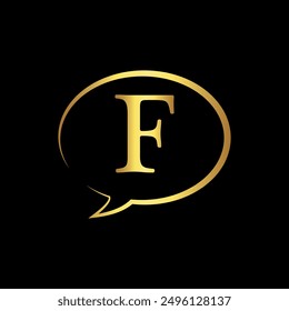 Chat Logo combine with letter F vector template