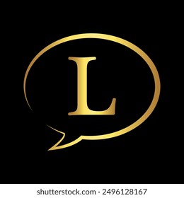 Chat Logo combine with letter L vector template