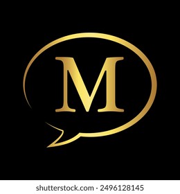 Chat Logo kombinieren mit Buchstabe M Vektor Vorlage