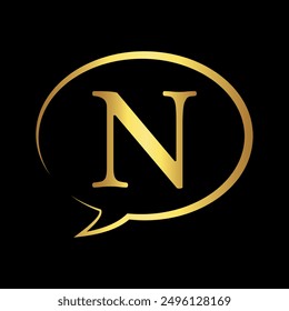 Chat Logo combine with letter N vector template