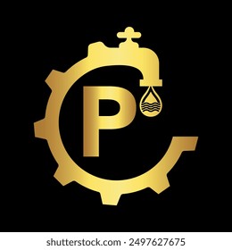 Logo combinado con la letra P Vector Plantilla