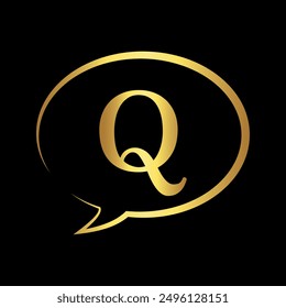 Chat Logo combine with letter Q vector template