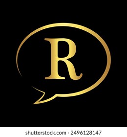 Chat Logo combine with letter R vector template