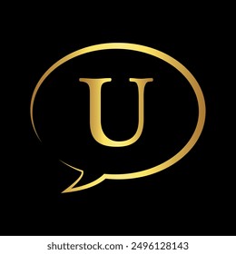 Chat Logo combine with letter U vector template